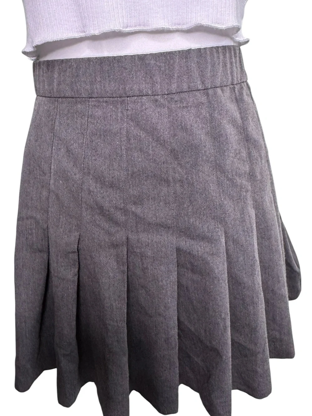 Cotton Candy LA Dark Gray Schoolgirl Pleated Mini Skirt Size Large